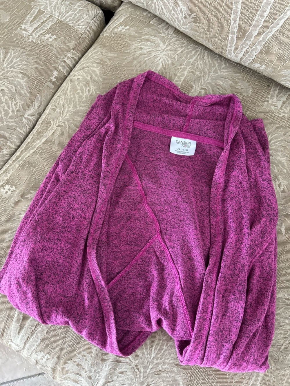 Danskin Open-Front Girl’s Sweater Cardigan - Magenta